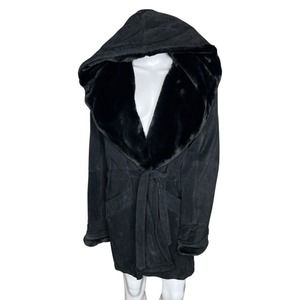 Wilsons Leather Jacket Women’s Medium Black Leather Faux‎ Fur Vintage Retro 90’s